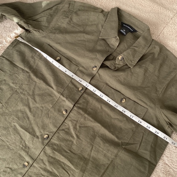 Club Monaco Womens Utility Cotton Military Button Down Shirt Olive Green Sz SP - Picture 6 of 10